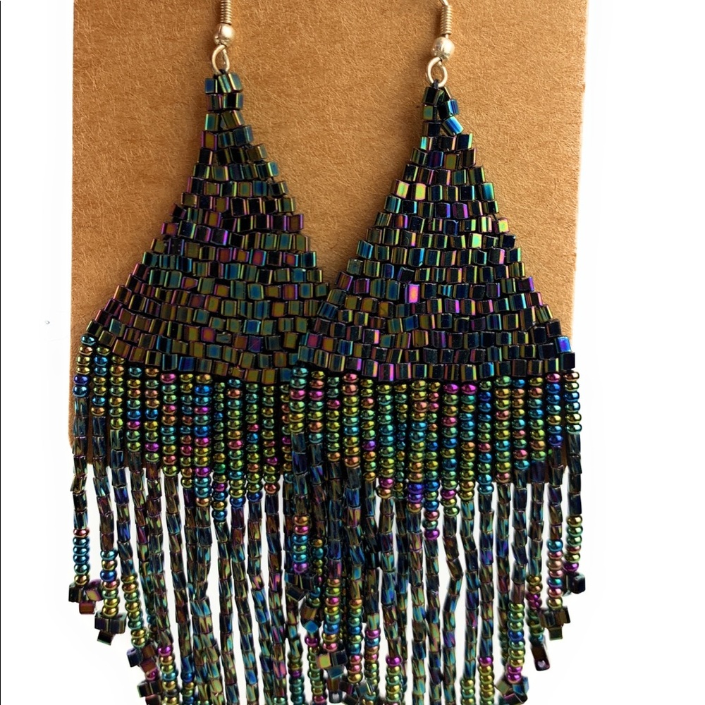 Large bead earrings - Picture 4 of 5